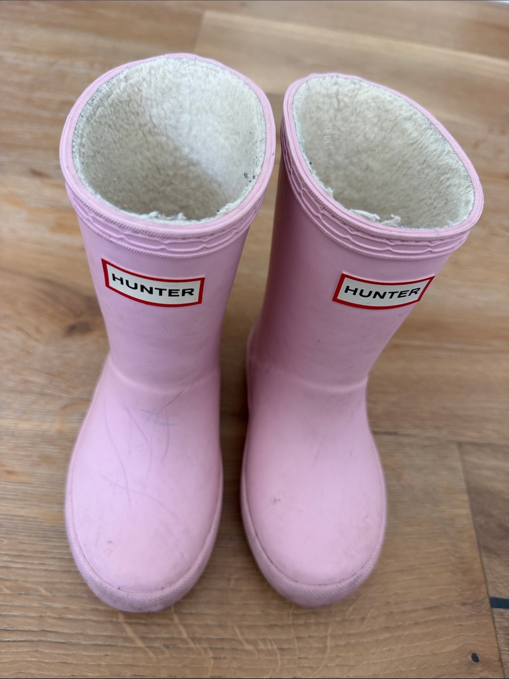 Hunter Kids' Light Pink Fleece-Lined Rain Boots